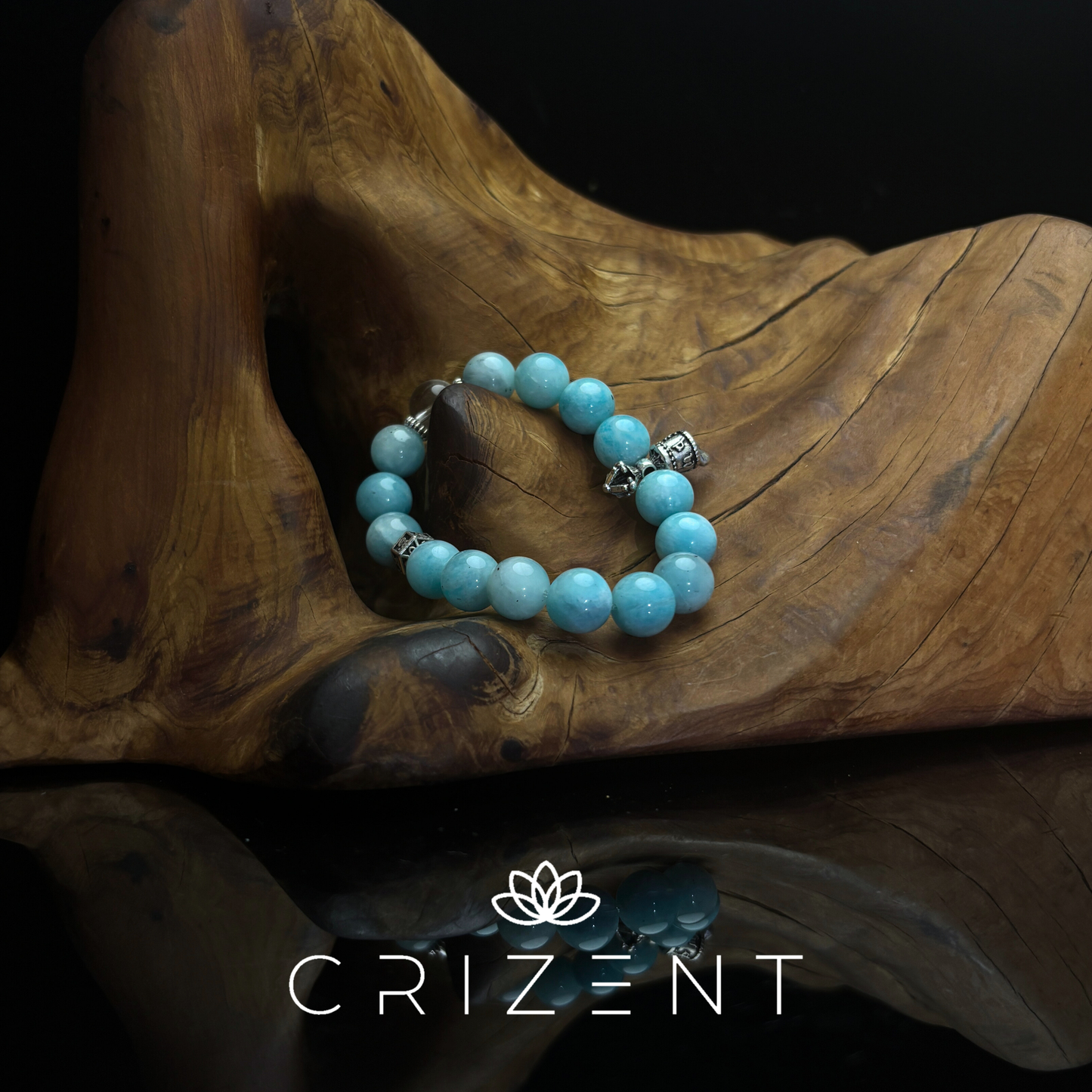 Amazonite & Clear Quartz Bracelet — 11mm amazonite with clear quartz