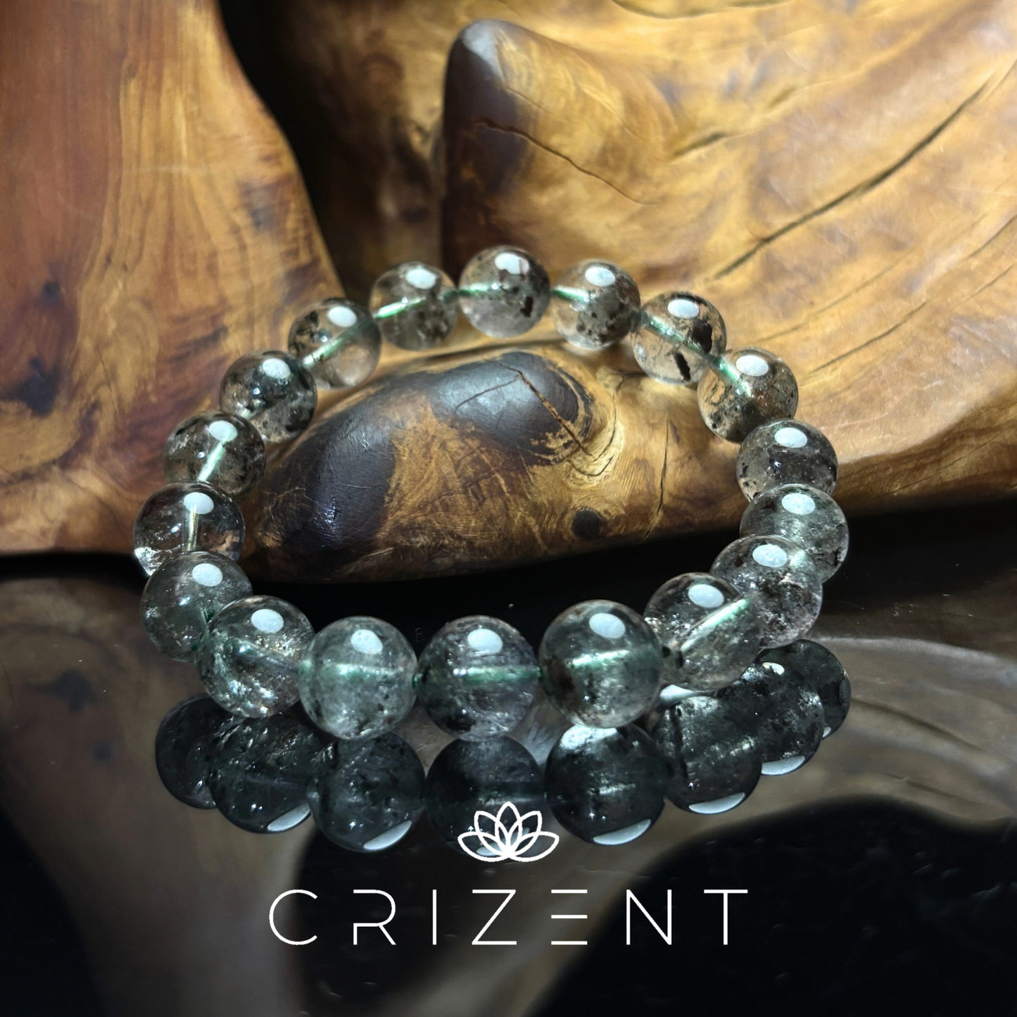 Verdant Phantom Quartz Bracelet — 11mm green phantom quartz