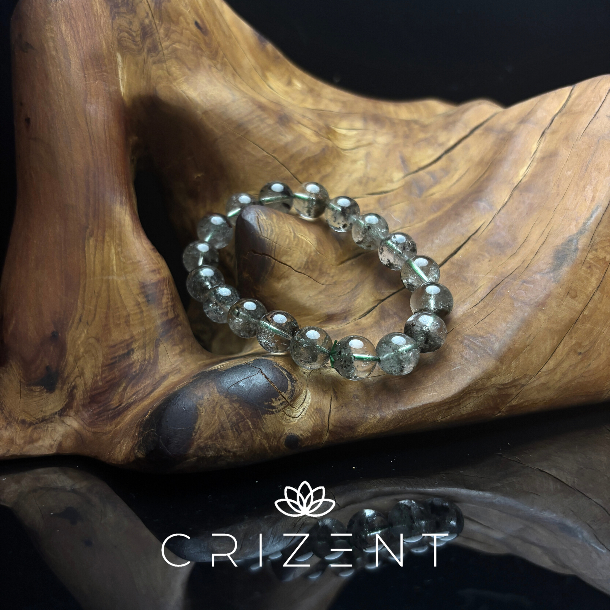Verdant Phantom Quartz Bracelet — 11mm green phantom quartz