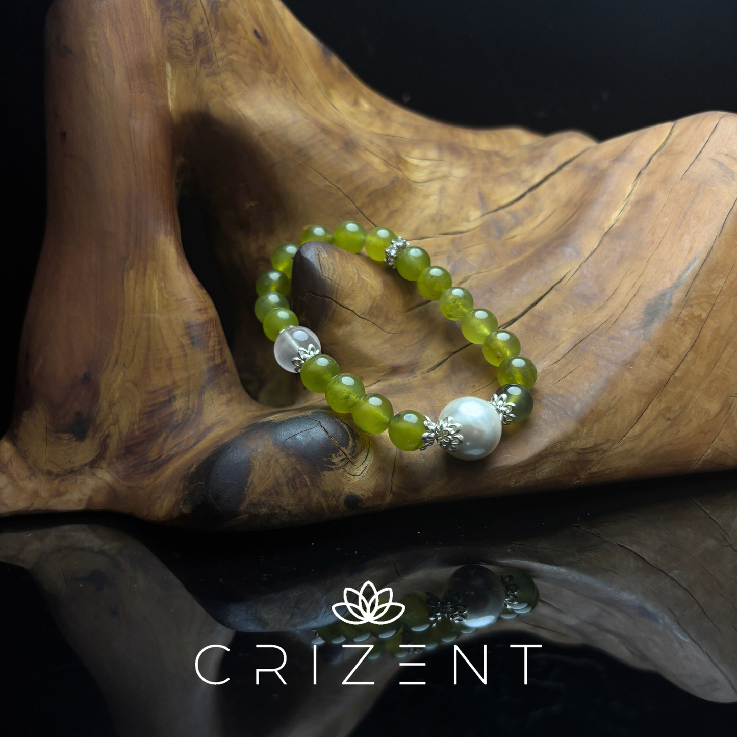 Pearl Meadow Bracelet — xiuyu jade with rose quartz and pearl