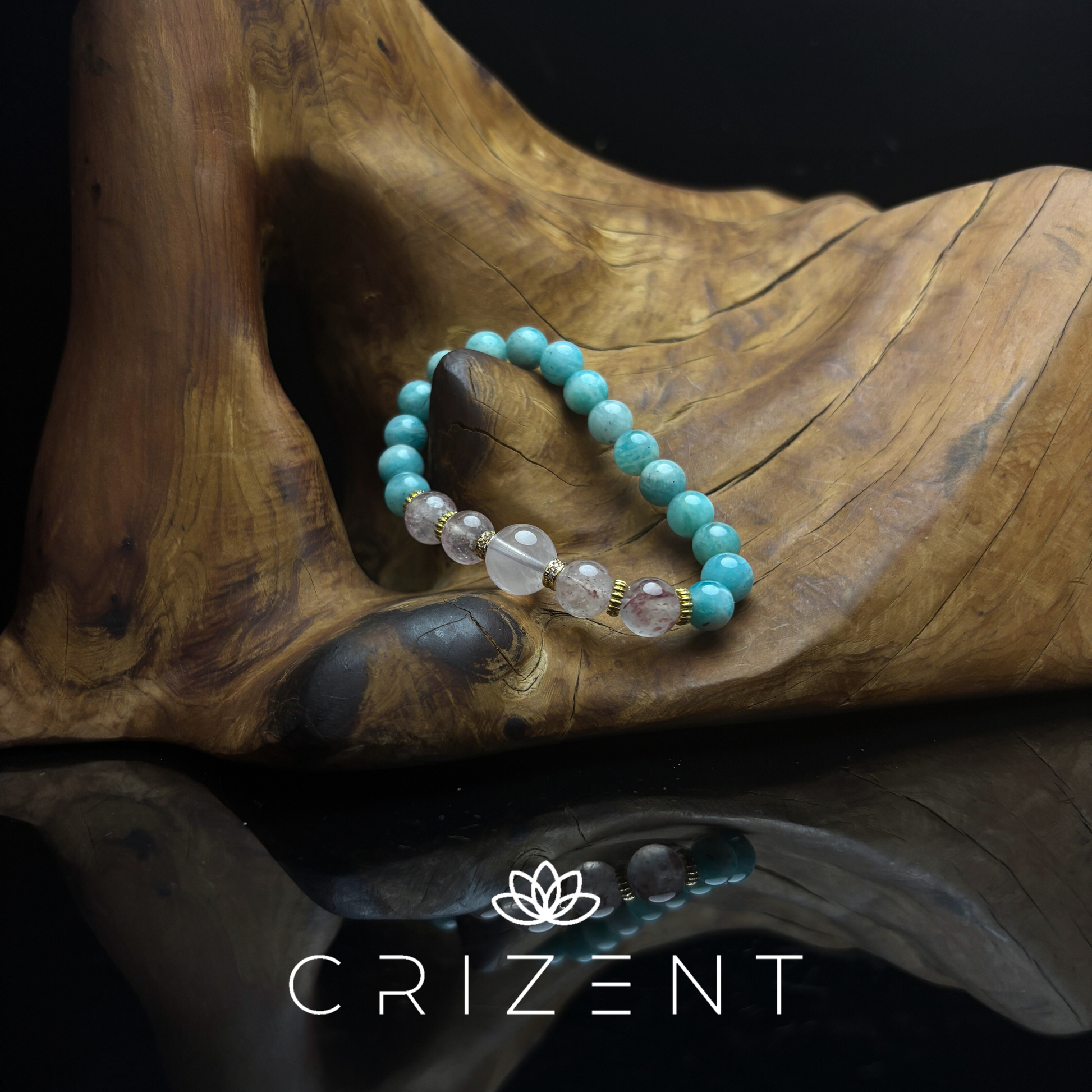 Amazonite Blush Duo Bracelet — amazonite with rose & strawberry quartz