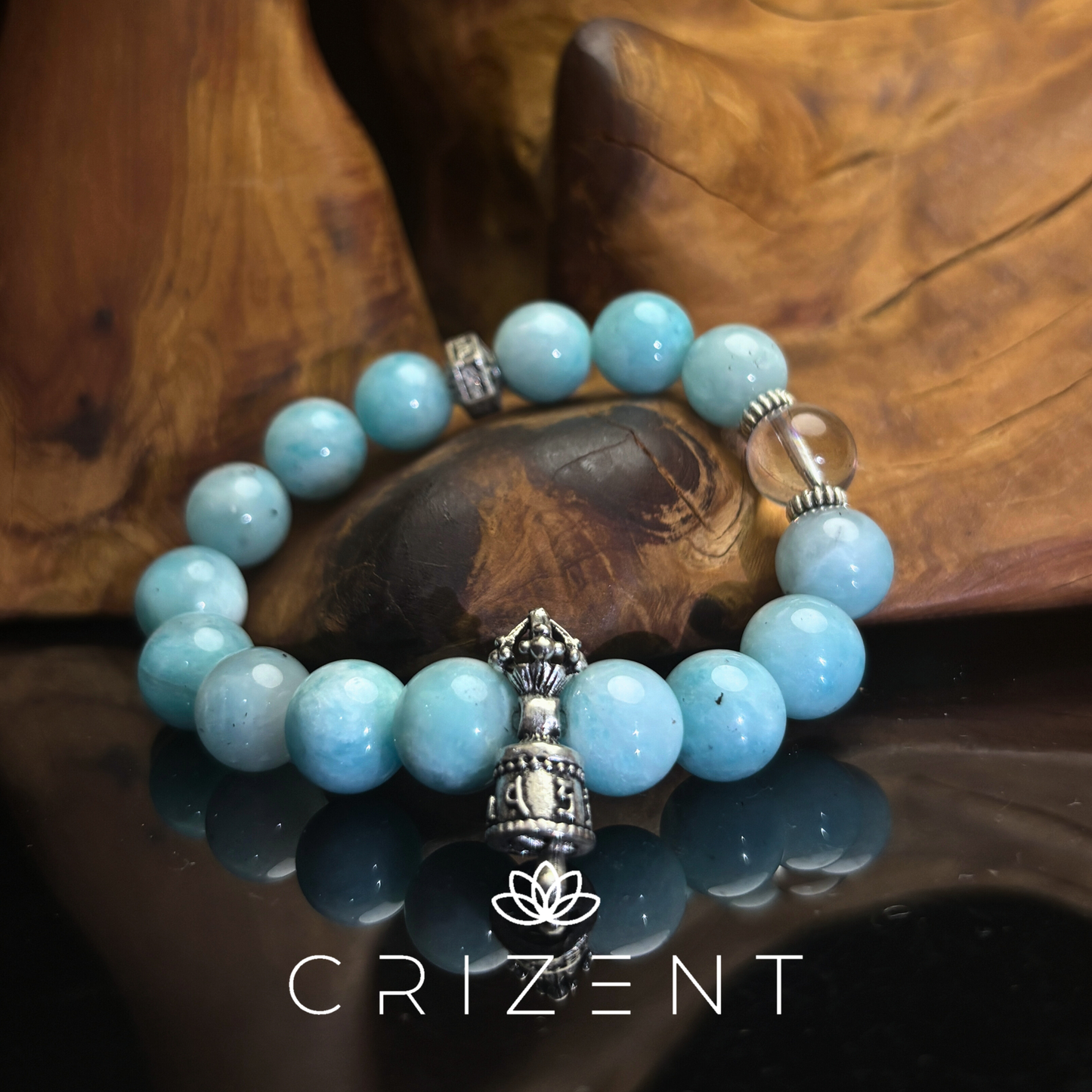 Amazonite & Clear Quartz Bracelet — 11mm amazonite with clear quartz