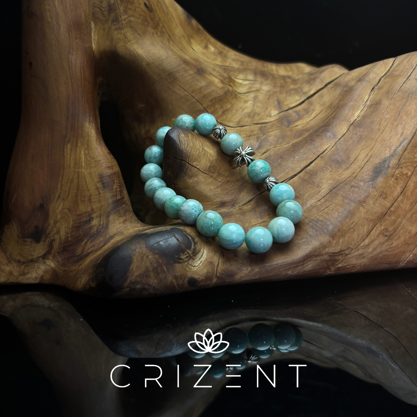 Amazonite Breeze Bracelet — 10mm amazonite with silver accents