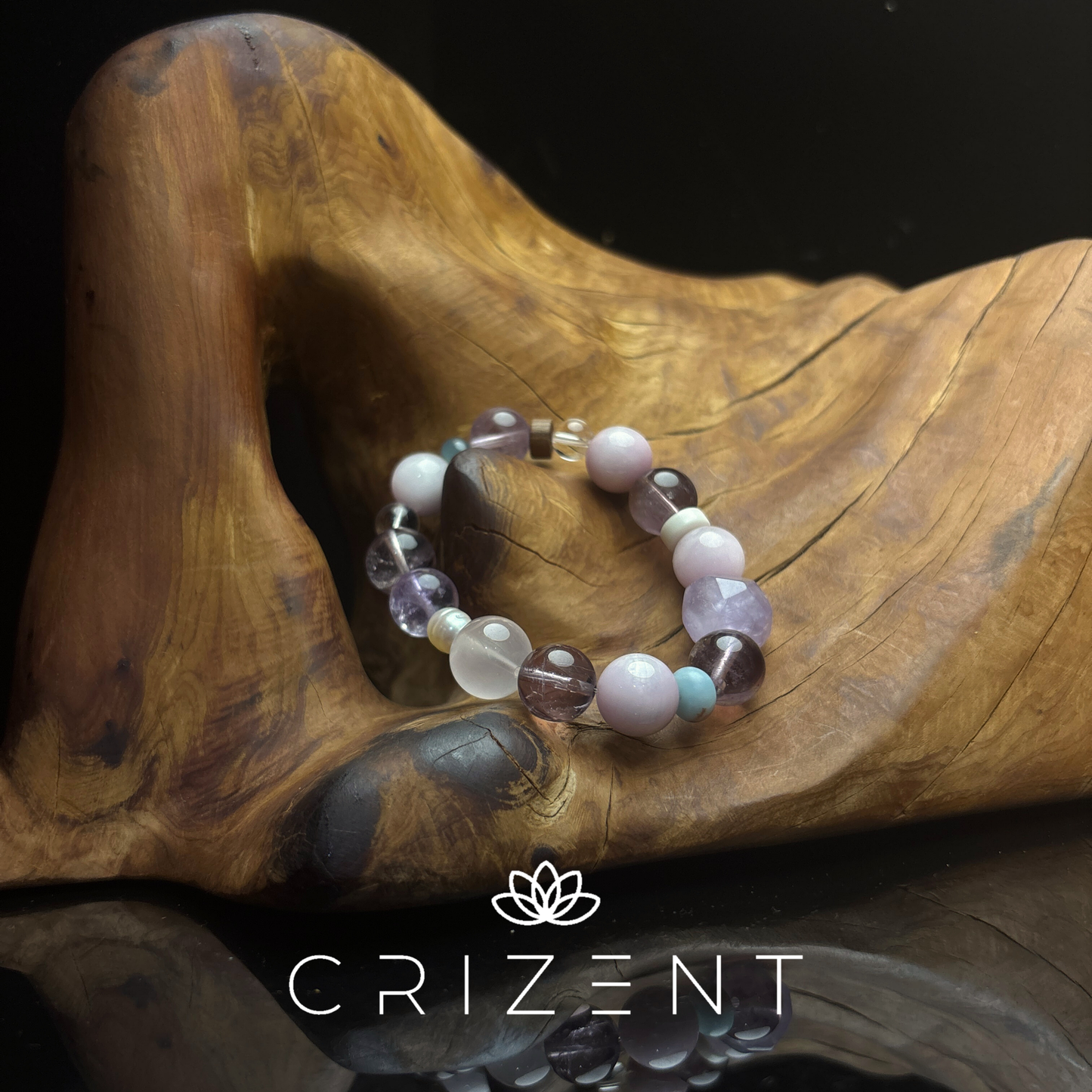 Lepidolite & Amethyst Trail Mix Bracelet — with Pearl 8–13mm (15 cm) | Fire element crystal bracelet | beads 8–13 mm | inner 15 cm