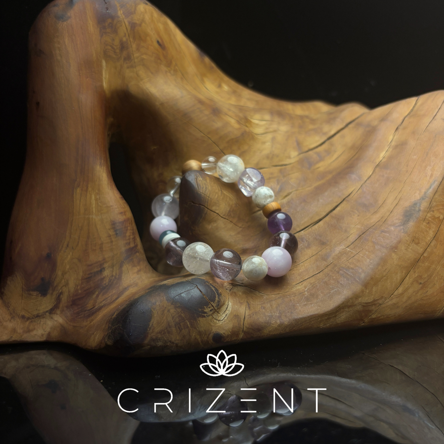 Amethyst & Lepidolite Mix Bracelet — Phantom Quartz 8–13mm (15 cm) | Fire element crystal bracelet | beads 8–13 mm | inner 15 cm