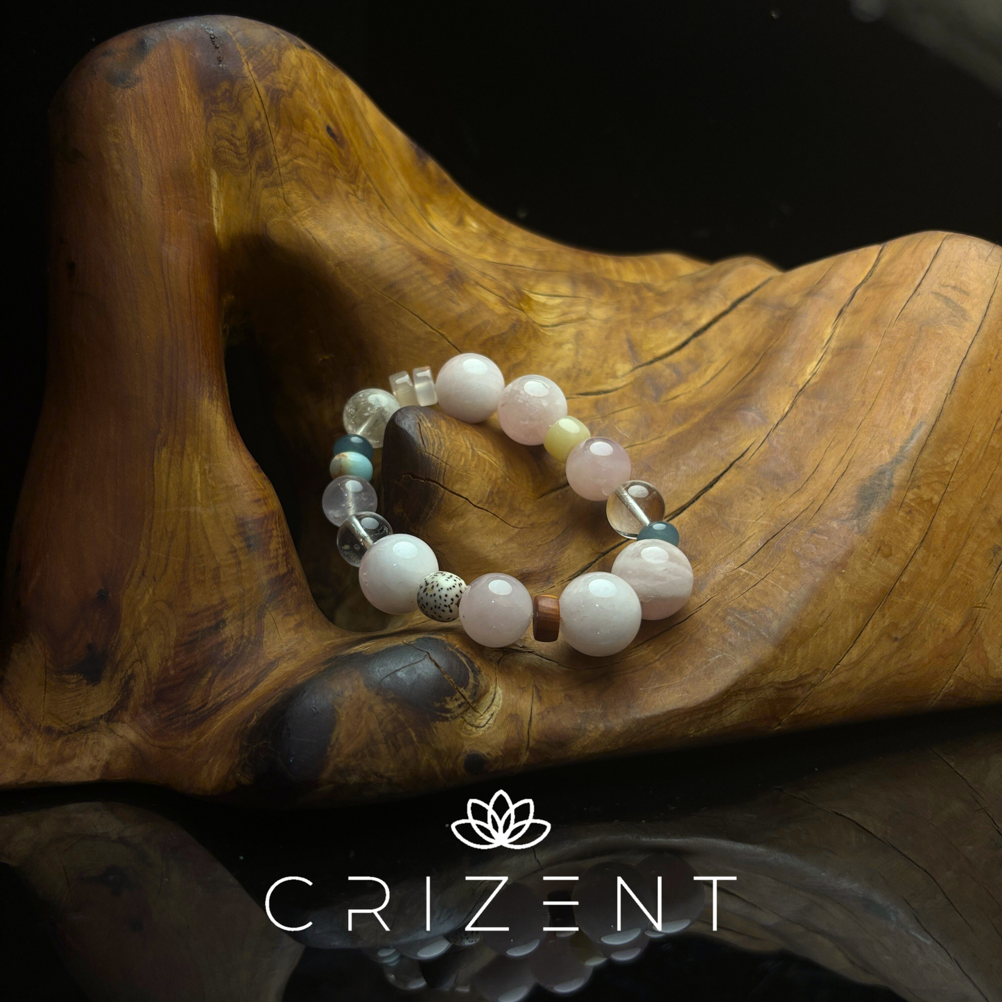 Blush Frost Mix Bracelet — Pink Phantom, Clear Quartz & Aventurine 10–14mm (15 cm) | Fire element crystal bracelet | beads 10–14 mm | inner 15 cm