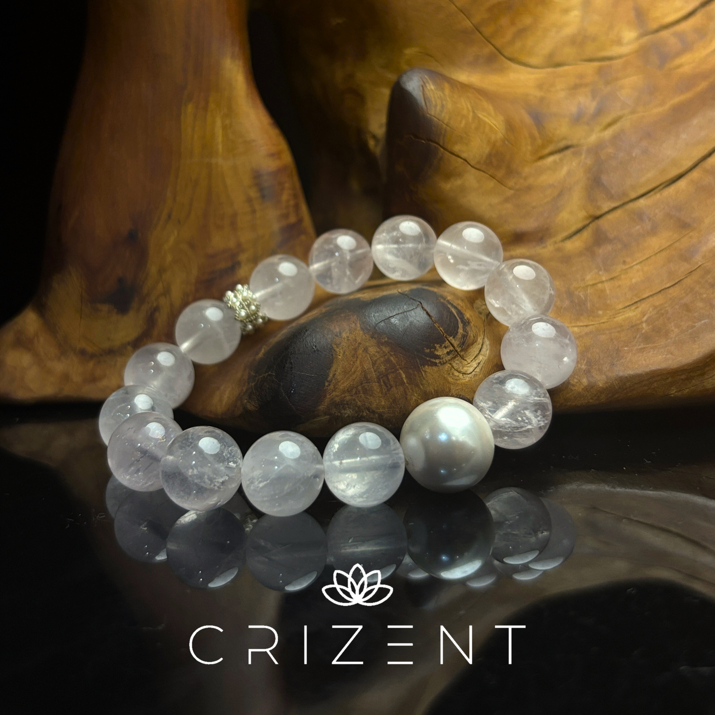 Rose Quartz & Pearl Bracelet — 12–14mm (16 cm) | Fire element crystal bracelet | beads 12–14 mm | inner 16 cm