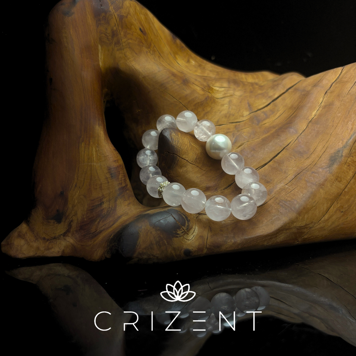 Rose Quartz & Pearl Bracelet — 12–14mm (16 cm) | Fire element crystal bracelet | beads 12–14 mm | inner 16 cm