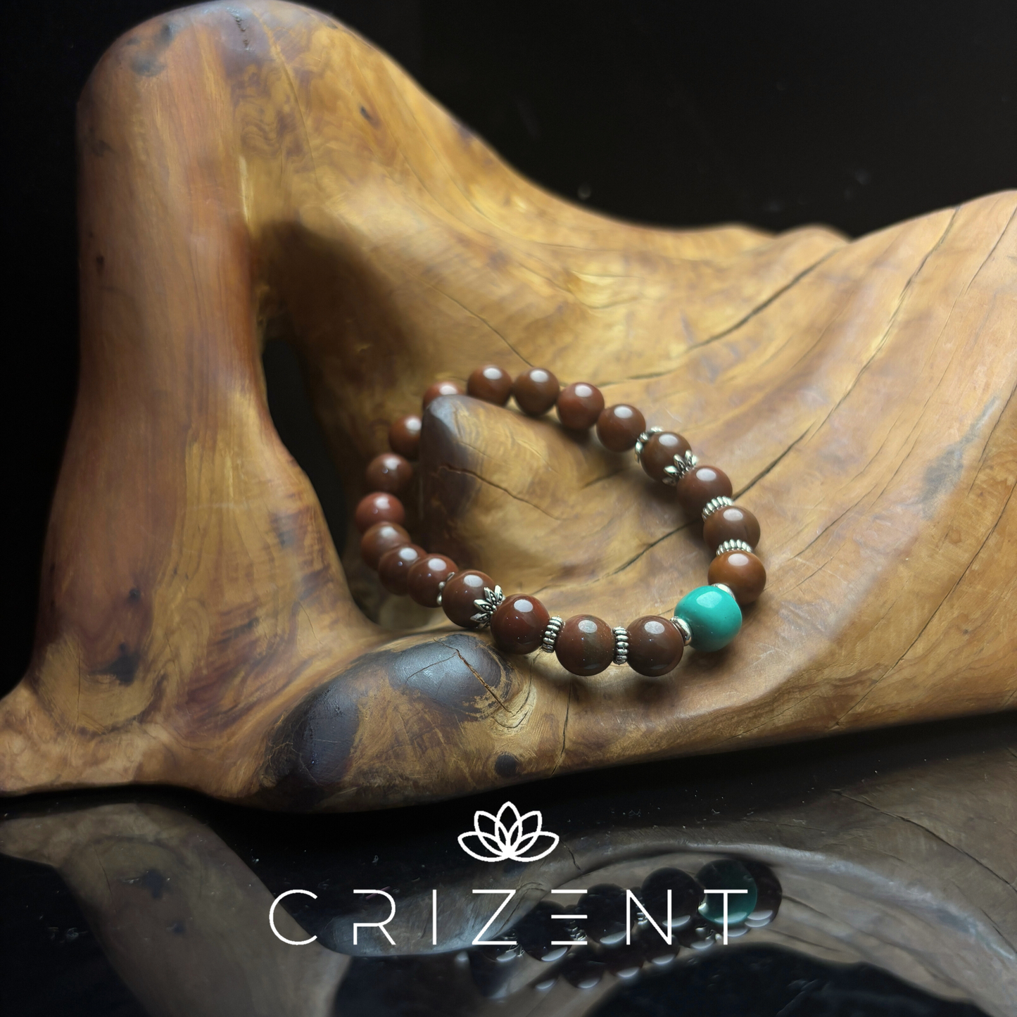 Alashan Agate & Turquoise Bracelet — 10mm (17 cm) | Fire element crystal bracelet | beads 10 mm | inner 17 cm